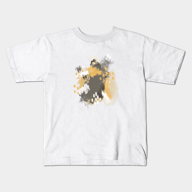 Painterly Brush Strokes in Mustard + Grey Kids T-Shirt by latheandquill